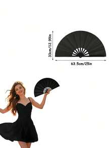 1 件/大号优雅黑色折叠手扇，带声音 - 尼龙面料，怀旧设计，适合功夫、太极、舞蹈和体育表演 - 送给男士和女士的完美礼物 - DIY團扇 - 查看 19