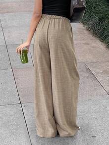Women's Casual Loose Linen Wide-Leg Trousers - Khaki - View 4