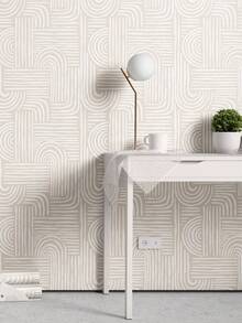 17.7 英寸 * 6.5/9.8 英尺 * 1 件经典条纹绳纹即剥即贴壁纸，防水可移除，墙贴，家居装饰，墙壁艺术，墙壁装饰，房间装饰 - 米色 - 查看 2