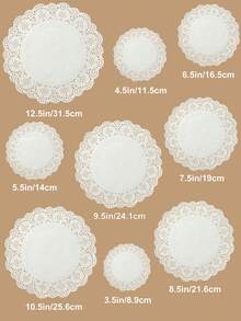 100 Pcs Round White Paper Doilies, Lace Paper Place Mats Rustic Scallop Doily Disposable Paper Table Pads For Food Cakes Crafts Party Weddings Tableware Decor - White - View 8