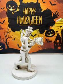 1pc Dancing Skeleton Figurine, Halloween Home Decor Newlywed Skeleton Statue, Resin Craft - Multicolor - View 7