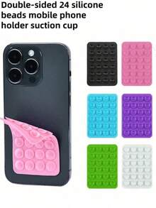 Double-Sided Silicone Phone Stand With Suction Cup, Travel Essential, Suction Cup Phone Holder, Silicone Suction Cup Phone Case Sticky Phone Grip, Hands-Free, Silicone Suction Cup Phone Stand Mat, Compatible With IOS And Android Phones. Travel Essential Silicone Suction Cup Phone Case Stand, Applicable Scenarios: Fitness, Dancing, Makeup, Video Conferencing, Bathroom Shooting Fixed Stand, Gift For Friends And Teachers. - Multicolor - View 3