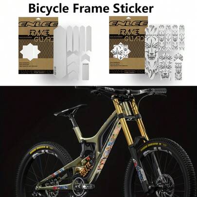 ENLEE 1 Set de Pegatinas protectoras para cuadro de bicicleta, película protectora resistente al desgaste con diseño geométrico de TPU, pegatinas decorativas de PVC duraderas para bicicleta de montaña, bicicleta de carretera, bicicleta de descenso y bicicleta todoterreno, regalos perfectos para ciclistas hombres y mujeres, accesorios de ciclismo
