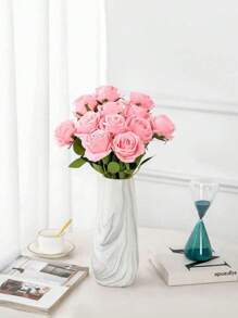 1/6/10pcs Artificial Silk Flowers,Fake Realistic Roses Floral Bouquet Long Stem For Home Wedding Decoration Party,Mother's Day Gift,Flower Baskets, Car Decorations, Dress Accessories,Love Flower Arrangement(Pink), Valentine Day, Gift