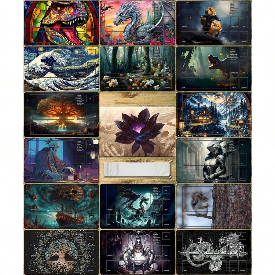 动漫 TCG 游戏垫带收纳袋 - 防滑橡胶底座，光滑布面 - 集换式卡牌游戏配件，适合 MTG/粉丝