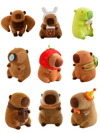 קישוט לחג המולד קפיברה צעצוע קטיפה סימולציה צעצועי אנימה בובת קפיברה חמוד בובת ממולאים בובות רכות קטיפה לילדים מתנה מושלמת ציוד למסיבת יום הולדת חג המולד, ראש השנה, מתנות ליום האהבה קישוט הבית