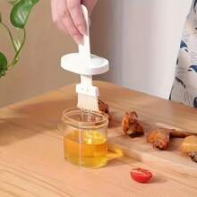 1 set hittebestendige en duurzame siliconen kwast, oliekwast, sauskwast met oliebeker, gemaakt van siliconenmateriaal, geschikt voor barbecue, oliën en koken, het maken van Japanse pannenkoeken, bakken in de keuken, outdoor kampeer- en picknickbarbecue-accessoires, kookgereedschap, willekeurige kleur