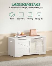 Hzuaneri Shoe Bench, Storage Bench, Chest, 100 Cm Lift-Top Storage Organizer With 2 Hinges, Shoe Bench For Entryway, Bedroom, Living Room, White - 白色 - 查看 4