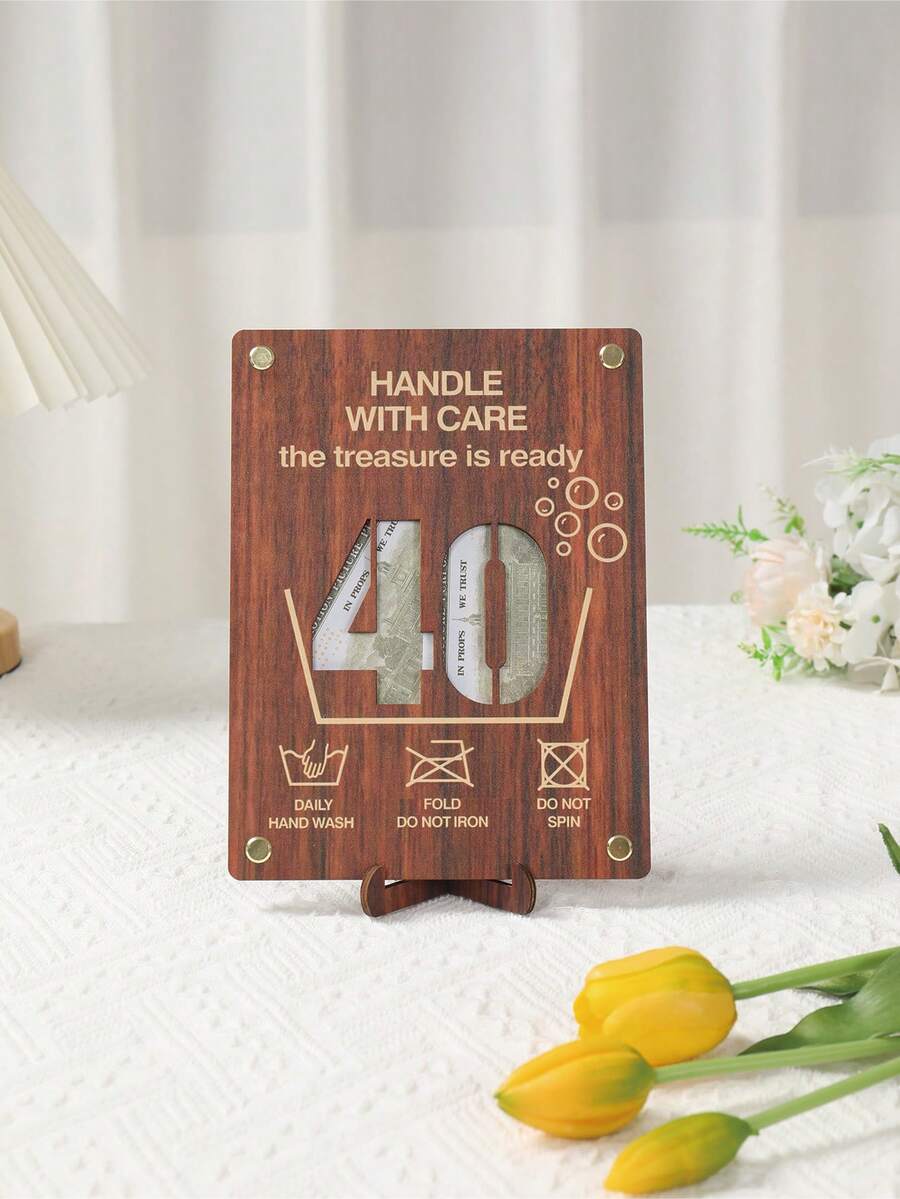 1Pc 40th Birthday Money Card,Wooden Birthday Money Holder Display With Stand,DIY Cash Gift Plaque & Keepsake Card,Money Holder Ornament,Money Holders Cards For Cash,Greeting Cards Money Holder,Birthday Decorations,40th Birthday Gifts,Happy Birthday Decor,Tabletop Decor
