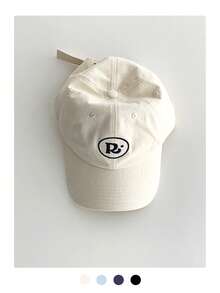 1pc 女士简约蓝色字母棒球帽,春季新款大码加深百搭显小脸,极简软顶鸭舌帽,复古字母鸭舌帽百搭时尚帽子防晒街头风 - 棒球帽 - 查看 7