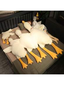 Creative Big White Goose Plush Toy Throw Pillow Cute Lying Posture Goose Waist Office Nap Pillow Valentine's Day Gift Home Decoration Plush Doll Children Comfort Dolls For Boyfriend And Girlfriend New Year Holiday Gift Can Clamp Legs Sleeping Long Throw Pillow