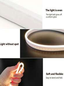 1m/2m/3m/4m/5m USB 供电柔性 LED 霓虹灯带，可调光氛围灯，适用于客厅、卧室、厨房、楼梯、橱柜、镜子、电脑游戏装饰 - 白色 - 查看 10