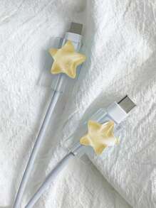 Set de 2 cables de datos de protección con estrella, que incluye dispositivo para enrollar el cable, clip protector de cable de carga y mordedor de cable, protector de cargador