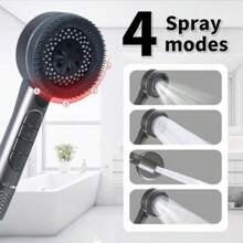 3 PiecesSet: 4-Speed ​​Shower Head With Filter, 1.5m Stainless Steel Hose, ABS Drill-Free Wall Mount