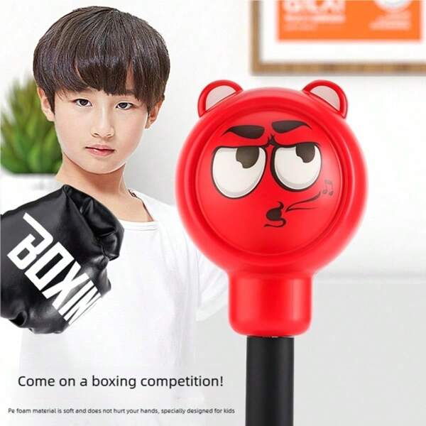 1pc PU Silicone Soft Punching Ball, PE Foam Ball Body, Soft & Durable, Strong Suction On Smooth Surface, Stable Without Falling Off, Quality Alloy Spring, Stable Rebound, Suitable For Kids To Release Physical Strength, Train Explosive Power, For Children 3 Years Old And Above