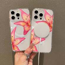 Funda para teléfono 1PC Magnético Suave 16/11/12/13/14/15/16E/ S22 S23 S24 S25,CON FLORES - transparente - Ver 9