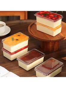 10/20sets Cake Box Clear Tiramisu Box To Go Food Containers Bakery Carrier Packing Small Cake Holder Plastic Container With Lid Clear Cake Carrier Disposable Charcuterie Boxes For Cake, Pastry,Dessert - 彩色 - 查看 11