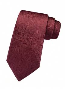 1 pièce Cravate homme de 8 cm de long, motif cachemire et floral bordeaux, cravate de haute qualité mode pour mariage, fête, affaires