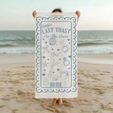 1pc 29″X58″ 31″X71″ Custom Bachelorette Beach Towel Personalized Last Toast On The Coast Bachelorette Party Pool Towel Bridal Party Gifts Beach Bachelorette - 白色 - 查看 3