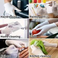 100pcs Disposable Nitrile Gloves (White) Latex-Free, Super Durable Multi-Purpose Securely Bagged For Damage-Free Transport Ideal For Kitchen, Tattoo, Hair Dyeing, Pet Care, Beauty Home Cleaning(Prevent Damage By Bagging)