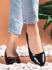 Zapatos planos para mujer ,mocasines para mujer en estilo ballerina, zapatos penny suave, zapatos planos sin cordones. - negr - Ver 3