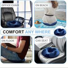 1pc Orthopedic Memory Foam Donut Pillow Coccyx Seat Cushion Hemorrhoid Cushion Tailbone Cushion For Pregnant Butt Cushion Hip Push Up Yoga Pillow Car Office School Chair Seat Pad - Velvet Navy Blue (no Anti-slip Bottom) - View 5