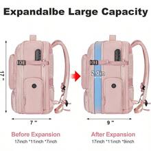 Vacuum Backpack Expandable Vacuum Seal Carry On Backpack With Rain Cover 17'' Laptop Comprion Backpacks Travel With Shoe Compartment TSA Appd Personal Item Comprion Back Pack Pink-0029 - 如圖 - 查看 3