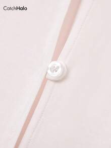 Plus Size Women's Soft Sports Tee, Ruched Waist, Back Button, Open Back, Slimming, Pink, Yoga Gym Casual - Baby Pink - View 8