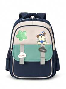 1pc's New Dopamine Color Cartoon Backpack Is Childish And Cute, With A Zipper Closure Design, Adjustable Shoulder Straps, And Comfortable Handles. It Is Suitable For Various Occasions Such As Going To School. It Has A Large Capacity And Can Easily Accommodate Daily Necessities.