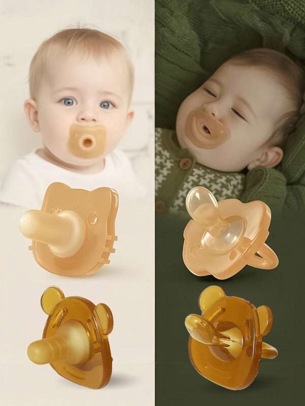 1 Day + 1 Night Baby Pacifiers, (Optional With/Without Box/Box+Chain), Suitable For 3 Months+, Full Silicone, Sleep Assistance, Random Design Set