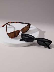 2pcs Geomertic Frame Fashion Y2K Black Sunglasses For Women Travel Outdoor Accessories Shade Going Out Outfit Outdoor Beach Seaside Vacation And Gift For Family And Friends