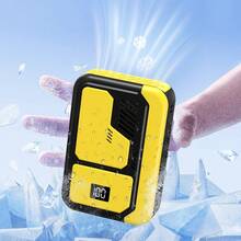 W&O 2025 Portable Fan With Belt Clip, Portable Hip Fan With Belt Clip, 3 Speed Settings, Rechargeable And Hands-Free, Long-Lasting Cooling Effect For Outdoor Camping, Hiking And Traveling, Waterproof Design With Neck Strap Function - 黃色黑色 - 查看 1