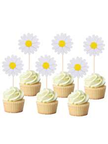 6/1224/48/Pcs Daisy Cupcake Toppers, Pink Flower Cake Topper, Daisy Cake Decorations Toothpicks Chrysanthemum Cupcake Toppers, Spring Daisy Flower