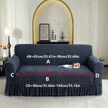 1pc Solid Color Jacquard Thick Elastic Skirt Style Sofa Cover, Soft Fabric Suitable For Living Room, Bedroom, Study - Sunflower Skirt-dark Gray - View 12