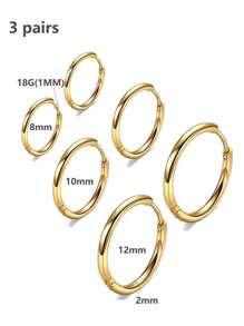 14K Gold Plated Stainless Steel Huggie Hoop Earrings,Dainty Pave Cubic Zirconia Cartilage Tiny Earring For Sensitive Ears Hypoallergenic Lightweight For Women Banquet Date Gift Fashion Jewelry For Multi-Party Wear 6mm 8mm10mm12mm Multiple Sizes