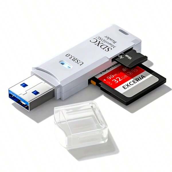 Lecteur de cartes haute vitesse USB 3.0/2.0, prend en charge les cartes SD/TF pour ordinateurs, ordinateurs portables, voitures, bureau, voyage - boîtier en plastique durable, transfert de données efficace, lecteur de carte de stockage portable, sans pile nécessaire, type de média: carte SD