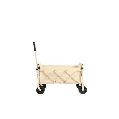 Lightweight And Sturdy Folding Beach Carts With Wheels - Utility Wagons For Shopping, Camping, Sports, Garden With Large Capacity - Beige