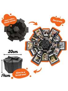 定制24张照片盒，惊喜展示定制相册礼盒套装，黑色和粉色可选，定制礼品，个性化礼品，情人节，结婚礼物，婚礼，弹出式照片盒，爆炸礼盒套装，附赠礼盒，非常适合婚礼、生日、母亲节、周年纪念日，送给她，送给他，送给家人，送给朋友 - 彩色 - 查看 6