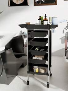 With 4 Drawers Hairdresser Trolley Salon Hairdressing Trolley  Beauty Storage Cart Side Tray Hair Dryer Holder On Wheels Spa Barber - Black - View 6
