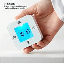 IKEA Đồng hồ điện tử có nhiệt kế báo thức hẹn giờ bốn trong một đồng hồ để bàn phòng ngủ hình vuông 7cm màu trắng phát sáng màu trắng im lặng - trắng - Xem 2