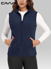 Cavva Women's Fleece Vest Outerwear Sleeveless Lightweight Zip Jackets Warm Soft Vests With Zipper Pockets Sports Office Outdoor Activities Party Camping Riding Hiking,Winter