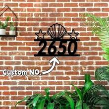 1PC Contom Shell Star Metal House Number Sign, Personalized Address Plaque With Bold Numerals, Durable Metal Wall Art For Entryway, No Electricity Needed, Modern Home Garden Decor, Housewarming Gift For Boys Girls Room Decor School Supplies, Back To School