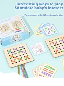 Drewniane puzzle Montessori dla dzieci Wczesna układanka Przeplatanie planszy Zabawka bitewna Zabawa bitewna dla dwóch graczy Przeplatanie liny Gra Zmiana ubrań Dopasowywanie zabawki do treningu umiejętności motorycznych