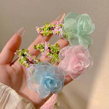 2 pezzi/1 paio di eleganti fermagli per capelli con fiori in pizzo, affascinanti fermagli per ciuffi laterali, bellissimi accessori per capelli per ragazze e donne, adatti per appuntamenti, regali di San Valentino, decorazioni di moda, accessori multifunzionali per uso quotidiano, delicati e diversi fermagli a forma di petali di ciliegio, adatti per essere indossati con centinaia di acconciature, adatti per l'uso quotidiano tutto l'anno, accessori estivi, viaggi, fermagli a pinza, fermagli per capelli, morsetti per capelli