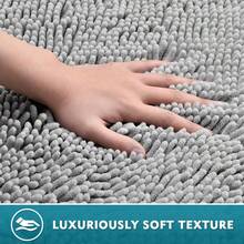 Upgrade Extra Large Bathroom Rugs Set 3 Pieces Thick Absorbent Chenille Bath Mat,Ultra Soft Bathroom Mats,Non Slip Bathroom Floor Mats,Washable Toilet Rug For Bathroom, Bedroom, Kitchen,Light Grey - 灰色 - 查看 7