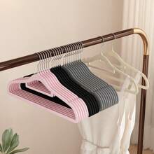 20pcs High Quality Flocked Hangers, Non-Slip Dual Use Drying Rack, Suit/Coat Hanger, Pants Clamp, 360 Degree Rotating Hook - Saves Space, Suitable For Suits And Coats