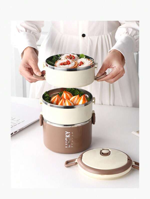 Multi-Layer Stainless Steel Thermal Bento Lunch Box, Portable Compartment Design Meal Container (2/3/4 Layers Available), Suitable For Students, Office Workers, Camping And Outdoor Dining, Essential Kitchen Storage For Back To School And Outdoor Season