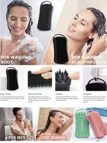 1pc Silicone Exfoliating Body Scrubber, 2 In 1 Silicone Body Shampoo Brush, Soft Silicone Loofah For Sensitive Skin, Shower Silicone Hair Scalp Massager, Easy To Clean, Lather Well - Multicolor - View 2