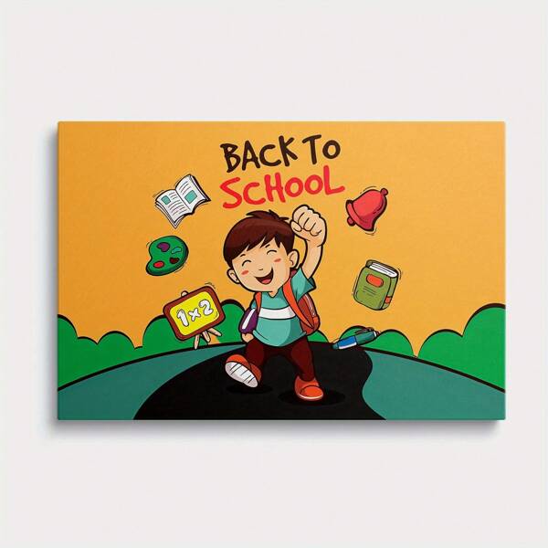 1pc Back To School Wall Sticker - Vivid Cartoon Boy With Pencil, Book And Math Symbols, Colorful PVC Decal For Classroom, Living Room Or Study Room, No Frame Needed, Classroom Decor | Optimistic Design | PVC Wallpaper, Classroom Decor
