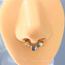 16G Stainless Steel Low Allergy CZ Nose Septum Ring, Unique Ear Cartilage Hoop, Women's Shiny Ear Cartilage Piercing Jewelry, 18K Gold Plated 8mm 10mm - J006 - View 6